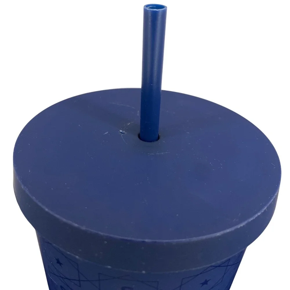 Starbucks Navy Blue Matte Geometric Star Logo 24oz‎ Venti Cold Cup Tumbler Straw